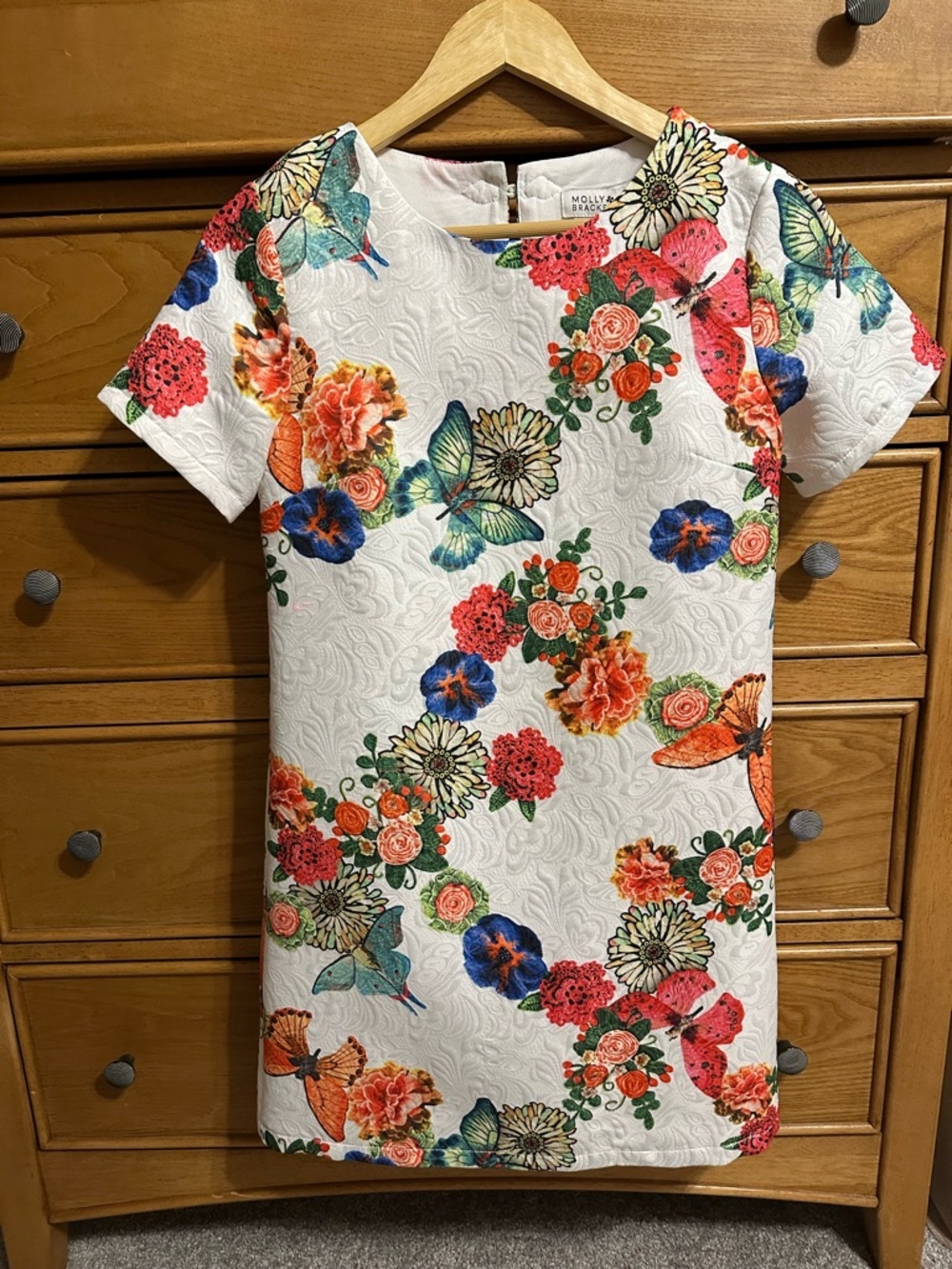 Molly Bracken Dress XS Floral Butterfly Short Sleeve Spring Old Money Tea Party